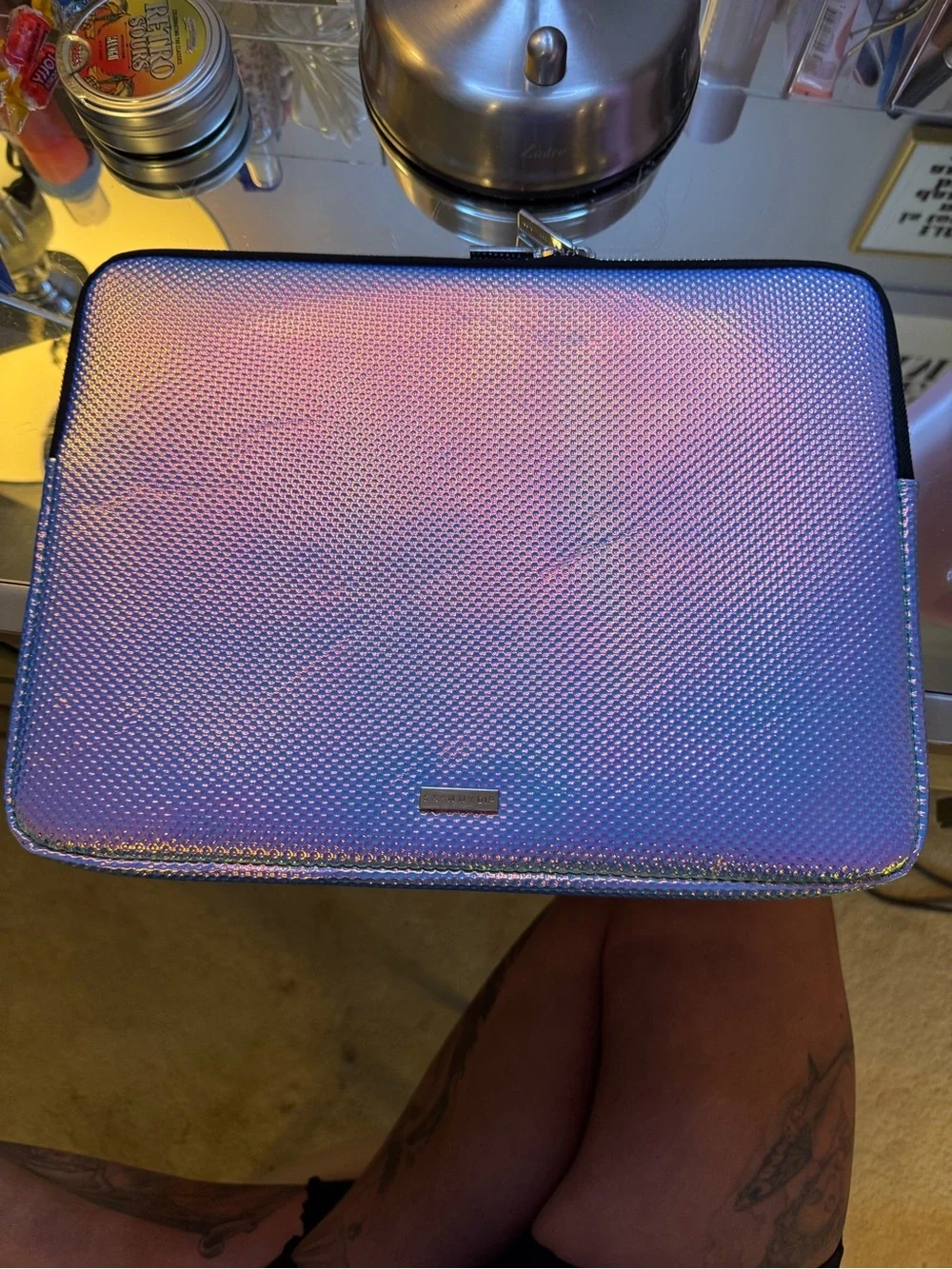 Iridescent Holographic Tech Sleeve - Blue/Pink Shift